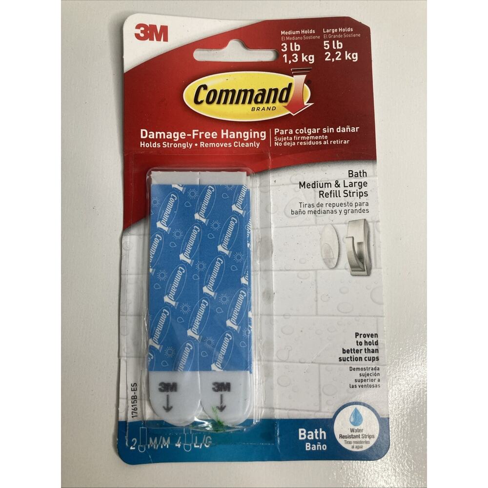 Command Bath Replacement Strips, Medium and Large Water-Resistant Adhesive Strip